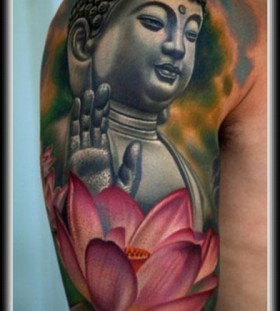 Budha and flower cool tattoo