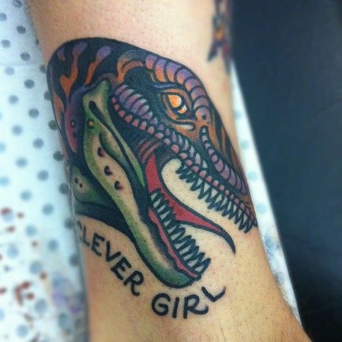 Clever girl and dinosaur tattoo