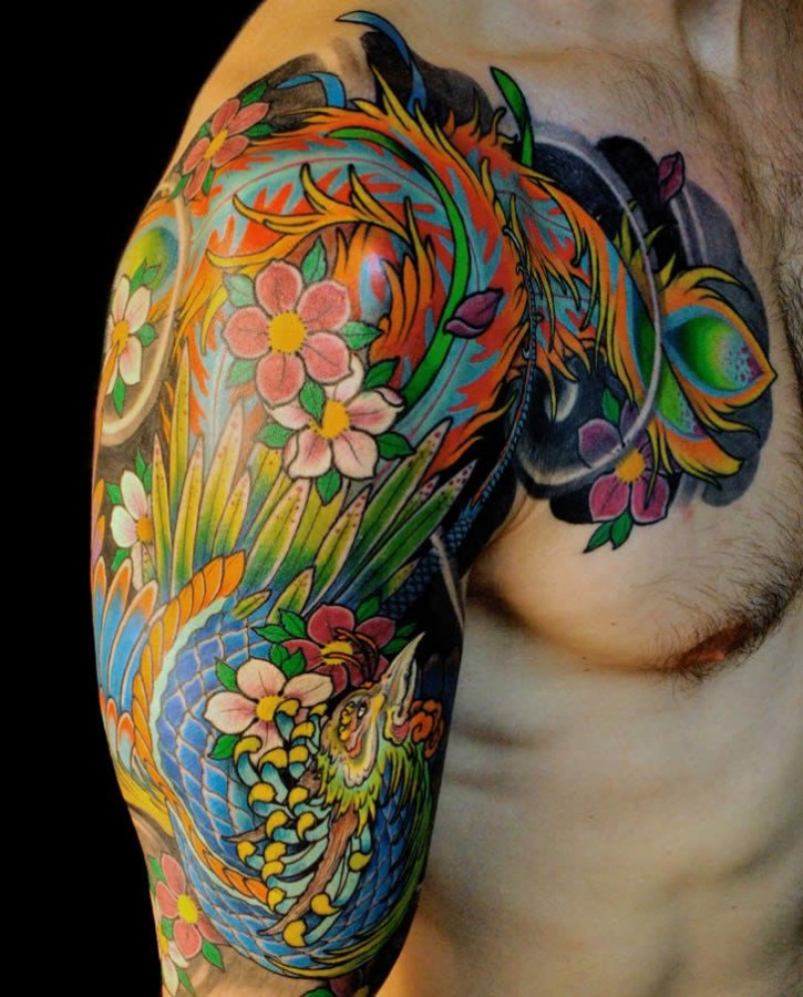Colorful asian tattoo