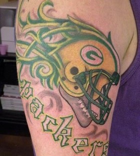 Colorful football tattoo