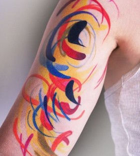 Colorful hand painting tattoo