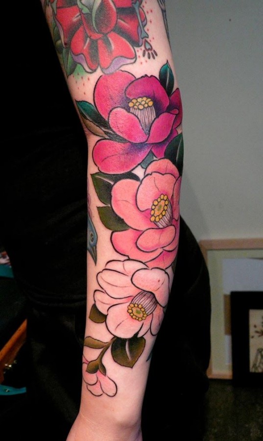 Colorful lotus flower tattoo