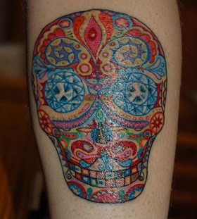 Colorful skull tattoo