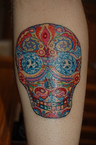 Colorful skull tattoo