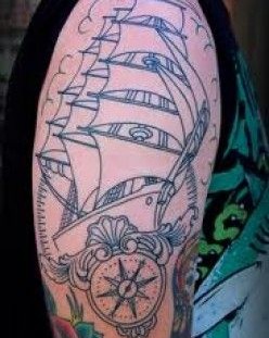 Cool shoulder ship tattoo