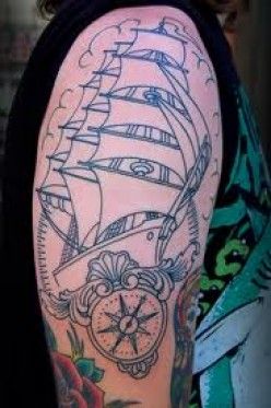 Cool shoulder ship tattoo