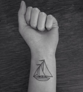 Cute wrist ship tattoo