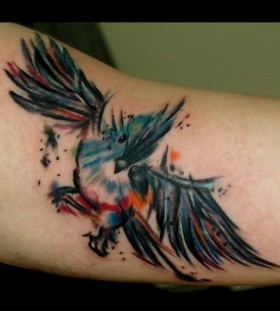 Dark owl watercolor tattoo