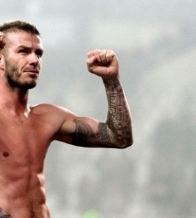 David Beckham football tattoo