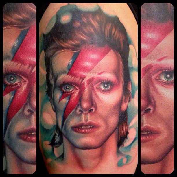 David Bowie famous people portrait tattoo