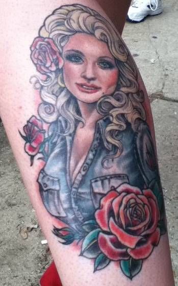 Dolly Parton famous people portrait tattoo
