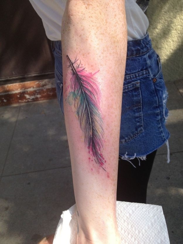 Feather painting tattoo