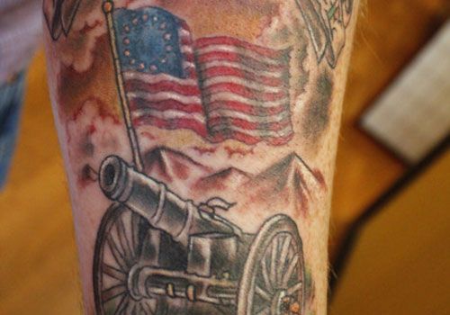 Flaf and military style tattoos