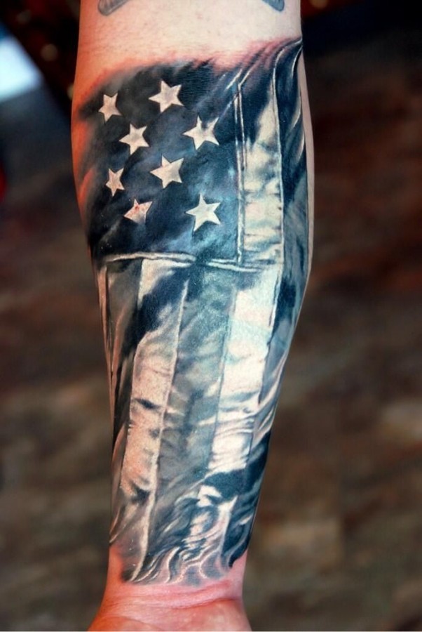 Flag and stars american style tattoo