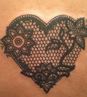 Flower and heart lace tattoo