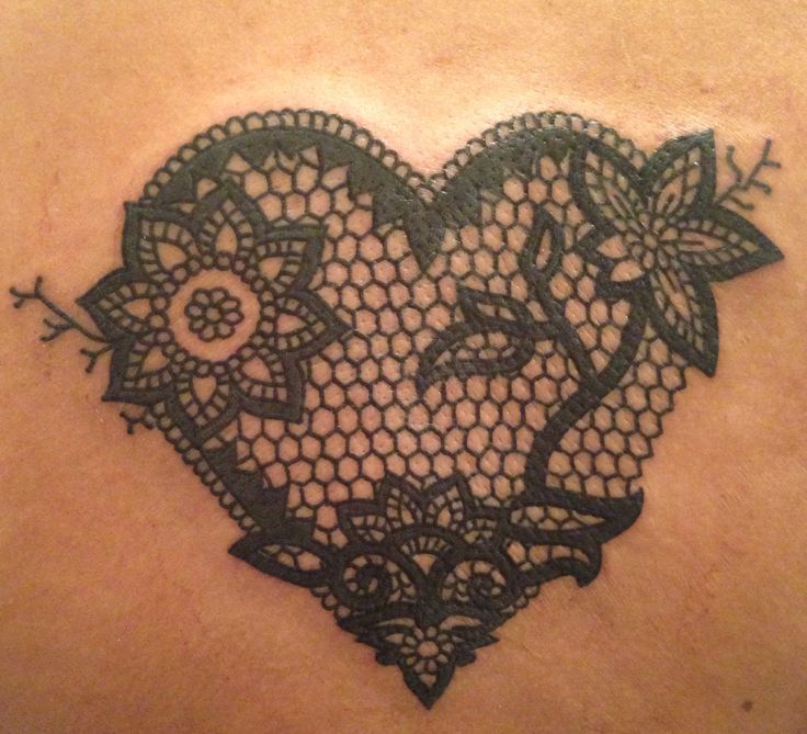 Flower and heart lace tattoo