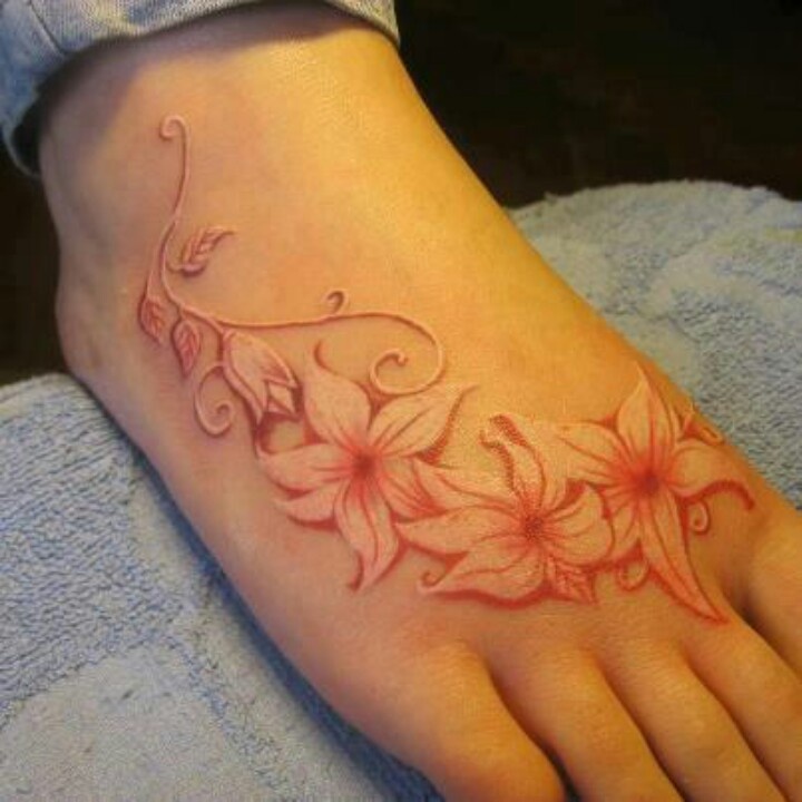 Foot red tattoo
