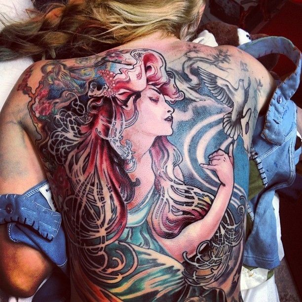 Full back painting tattoo
