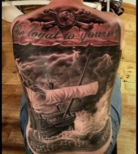 Full back ship tattoo