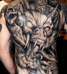 Full men back dragon tattoo