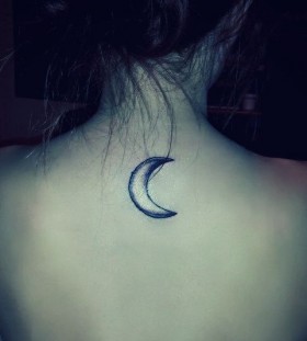Girl back moon tattoo