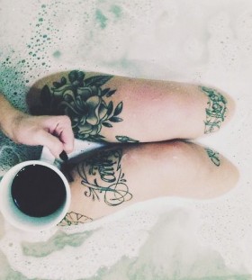 Girl in bath legs tattoo