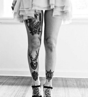 Girl with skirt legs tattoo