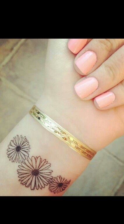 Girls wrist sunflower tattoo