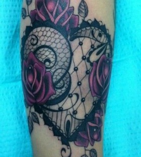 Heart and rose lace tattoo