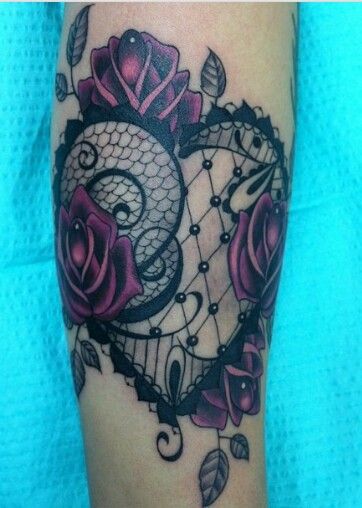 Heart and rose lace tattoo