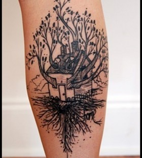 House and tree tattoo