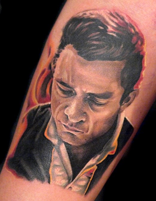 Johny Cash famous people portrait tattoo