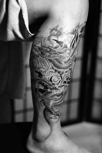 Leg dragon tattoo