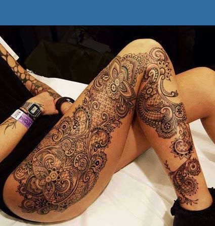 Leg lace tattoo