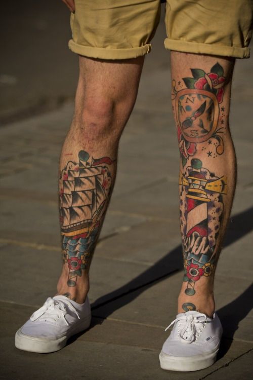 Legs watercolor tattoo