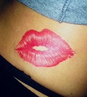 Lips red tattoo