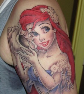 Lovely girl with red hair cool tattoo