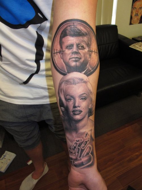 Marilyn Monroe and Kennedy american president tattoo