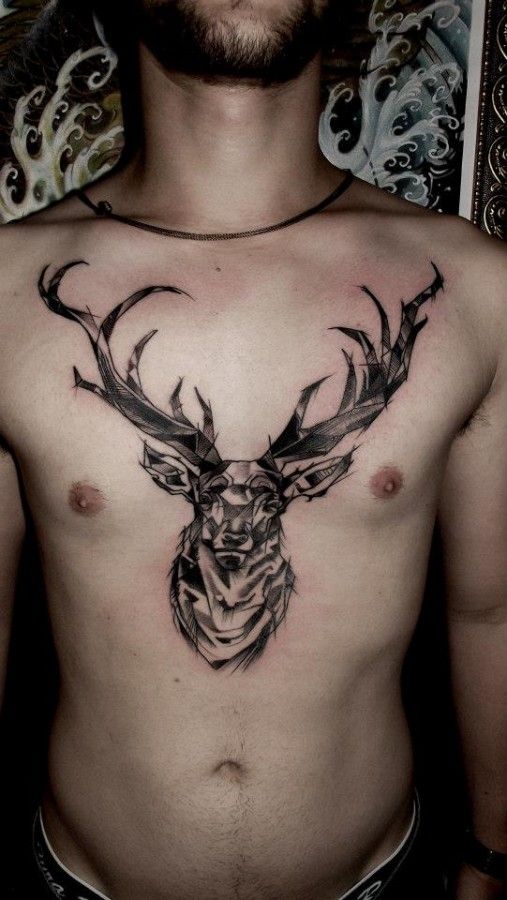 Men chest wild tattoo