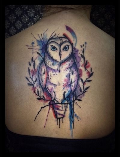 Owl tattoo by Tyago Compiani