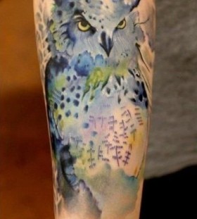 Owl watercolor painting tattoo