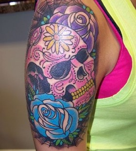 Pink skull tattoo