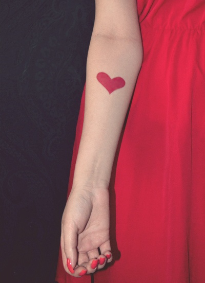 Pretty heart red tattoo