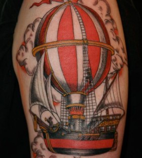 Pretty steampunk ship tattoo