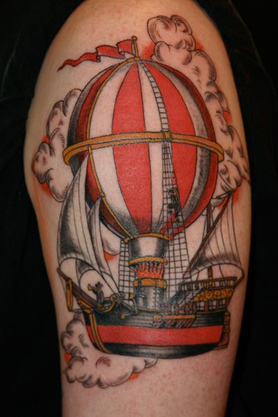 Pretty steampunk ship tattoo