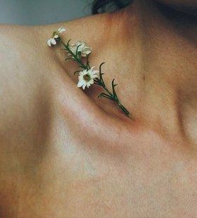Pretty white flowers realistic tattoo