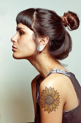 Pretty woman sunflower tattoo
