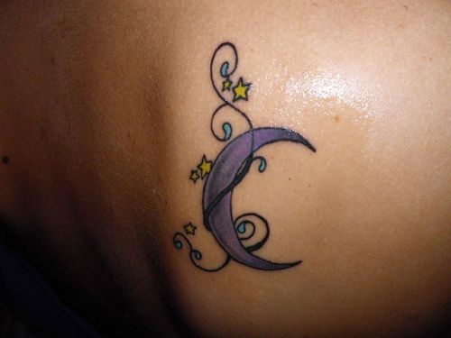 Purple moon tattoo