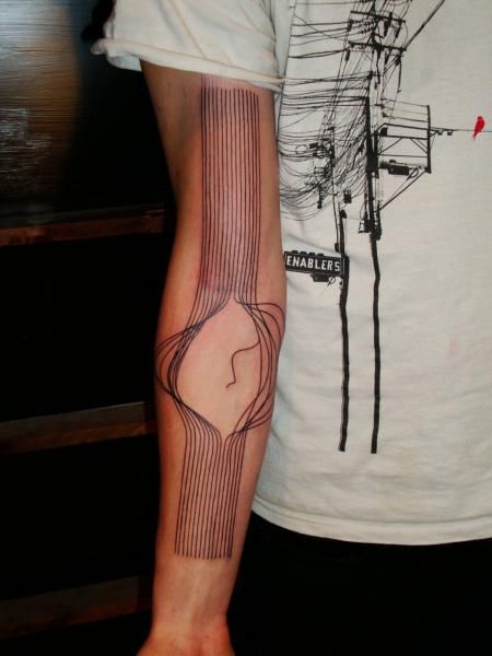 Realistic man hand lines tattoo
