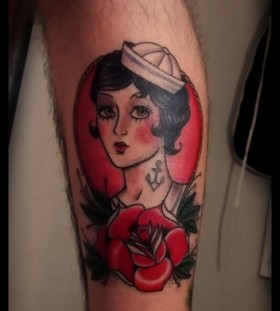 Red rose and women tattoo by Tyago Silva